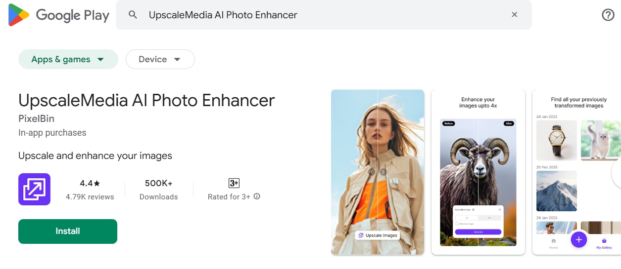 UpscaleMedia AI Photo Enhancer home page